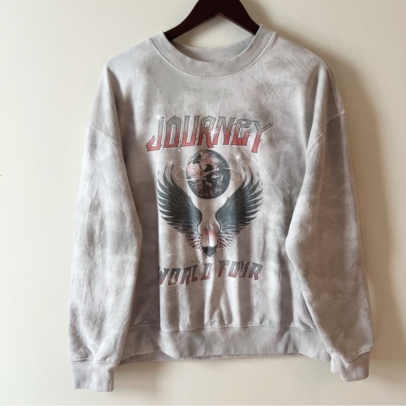 Journey World Tour Pullover Sweatshirt Size XXL logo Tie Dye Light Gray - Picture 1 of 6